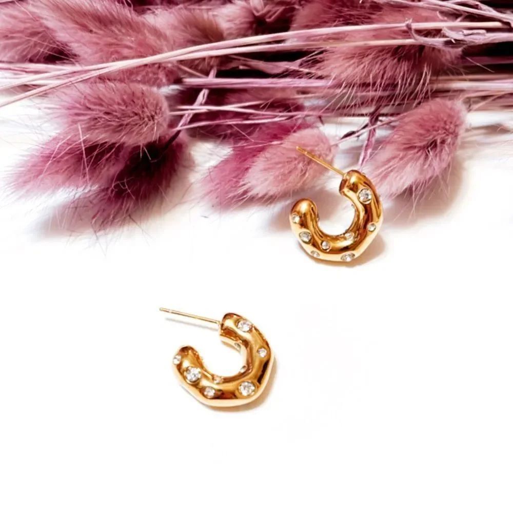 Diamond hoop earrings #584 